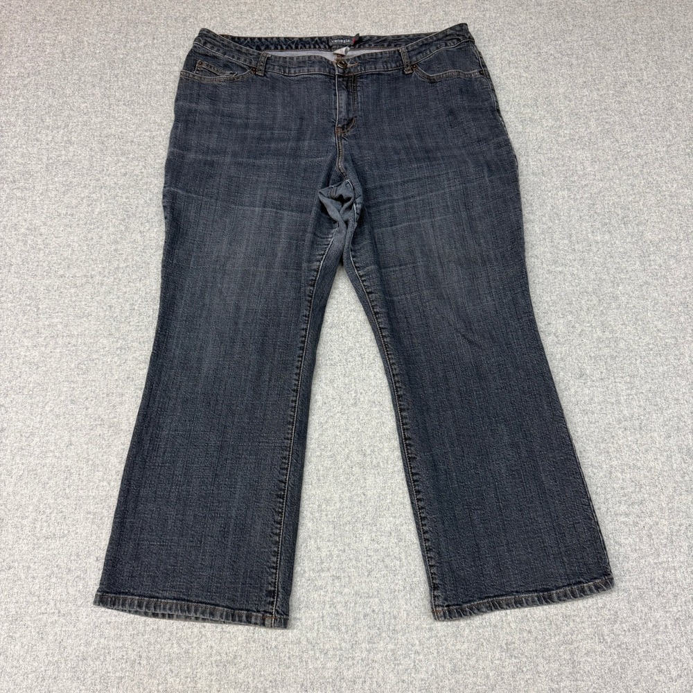Venezia Bootcut Jeans Size 18 Dark Wash Stretch Denim Blue V-Stitch Back Pockets